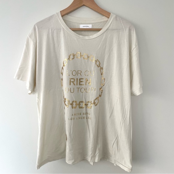 Anine Bing Ringo Tee in Goldie / Off white - Picture 2 of 10